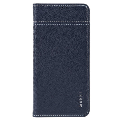 For Samsung Galaxy S23+ 5G GEBEI Top-grain Horizontal Flip Leather Phone Case(Blue) - Galaxy S23+ 5G Cases by GEBEI | Online Shopping UK | buy2fix