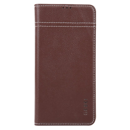 For Samsung Galaxy S23+ 5G GEBEI Top-grain Horizontal Flip Leather Phone Case(Brown) - Galaxy S23+ 5G Cases by GEBEI | Online Shopping UK | buy2fix