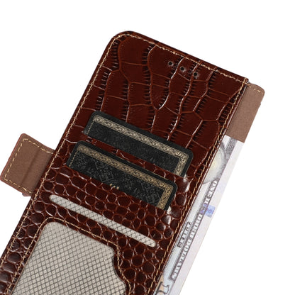 For Sony Xperia 1 V Crocodile Top Layer Cowhide Leather Phone Case(Brown) - Sony Cases by buy2fix | Online Shopping UK | buy2fix