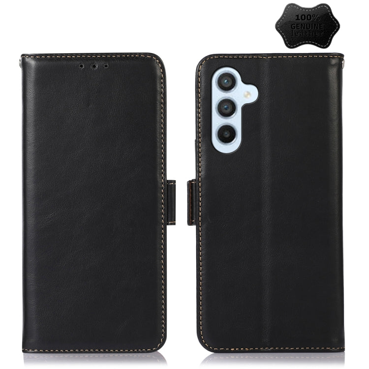 For Samsung Galaxy M14 5G Crazy Horse Top Layer Cowhide Leather Phone Case(Black) - Galaxy Phone Cases by buy2fix | Online Shopping UK | buy2fix