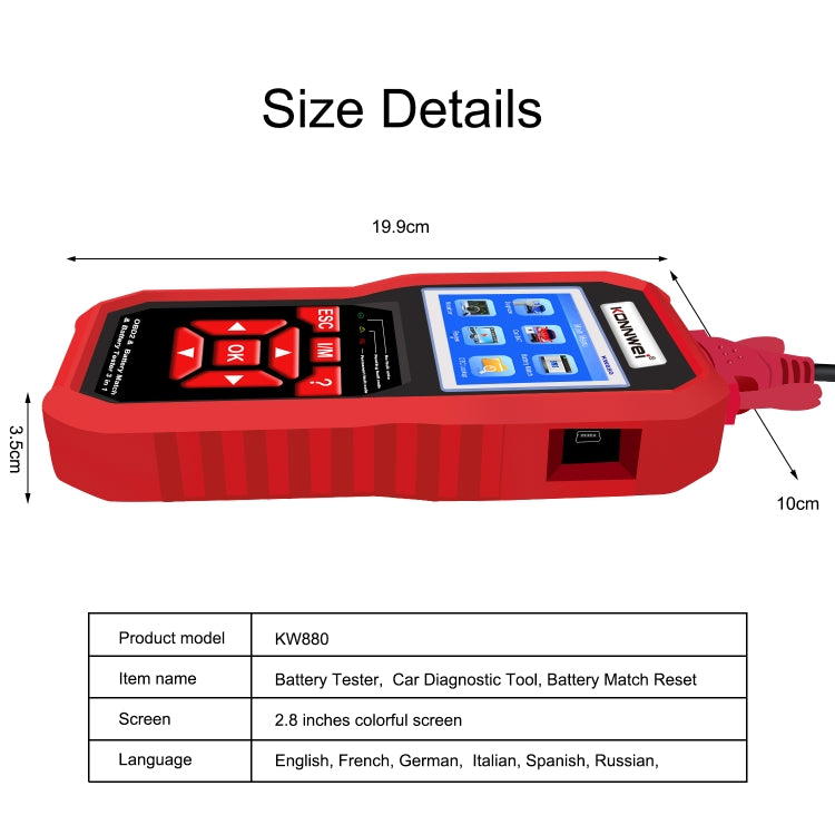 KONNWEI KW880 3 in 1 Car OBD2 Fault Diagnosis + Battery Tester + Battery Match Reset - In Car by KONNWEI | Online Shopping UK | buy2fix