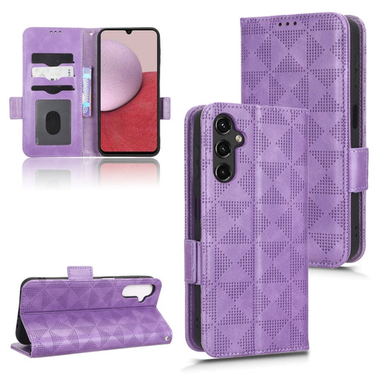 For Samsung Galaxy A14 5G Symmetrical Triangle Leather Phone Case(Purple) - Galaxy Phone Cases by buy2fix | Online Shopping UK | buy2fix