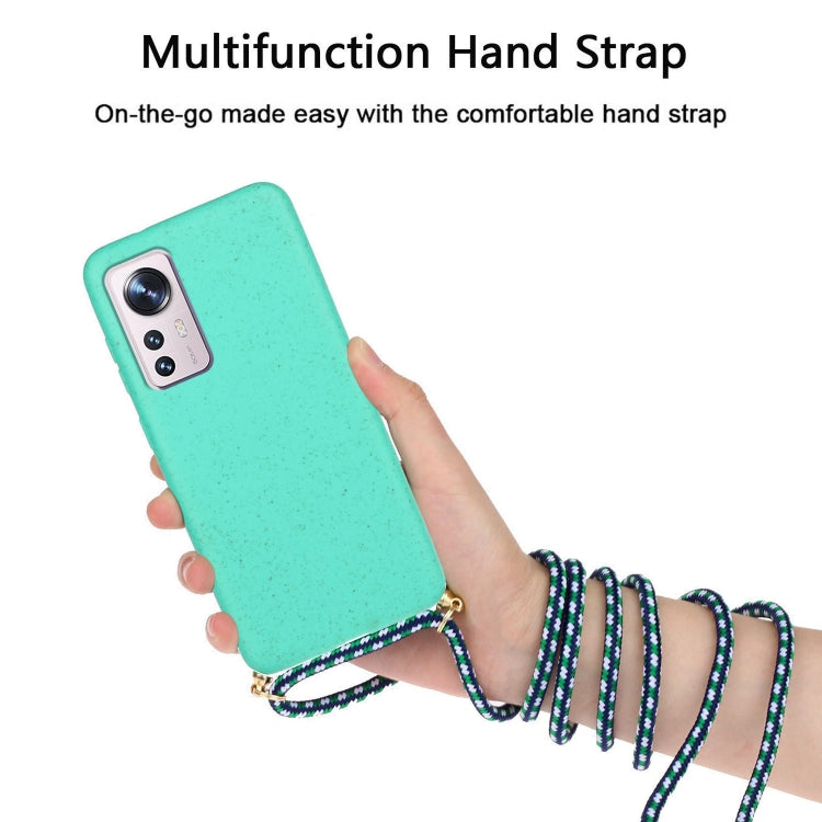 For Xiaomi 12 / 12X Wheat Straw Material + TPU Phone Case with Lanyard(Green) - 12 Cases by buy2fix | Online Shopping UK | buy2fix