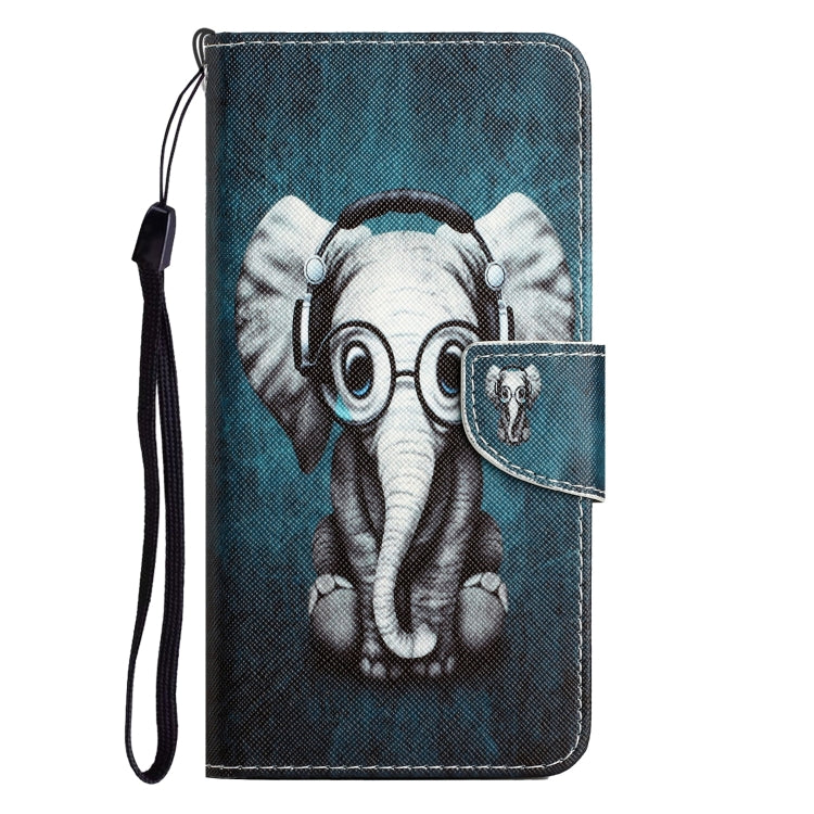 For Xiaomi Redmi 12C Colored Drawing Leather Phone Case(Earphone Elephant) - Xiaomi Cases by buy2fix | Online Shopping UK | buy2fix