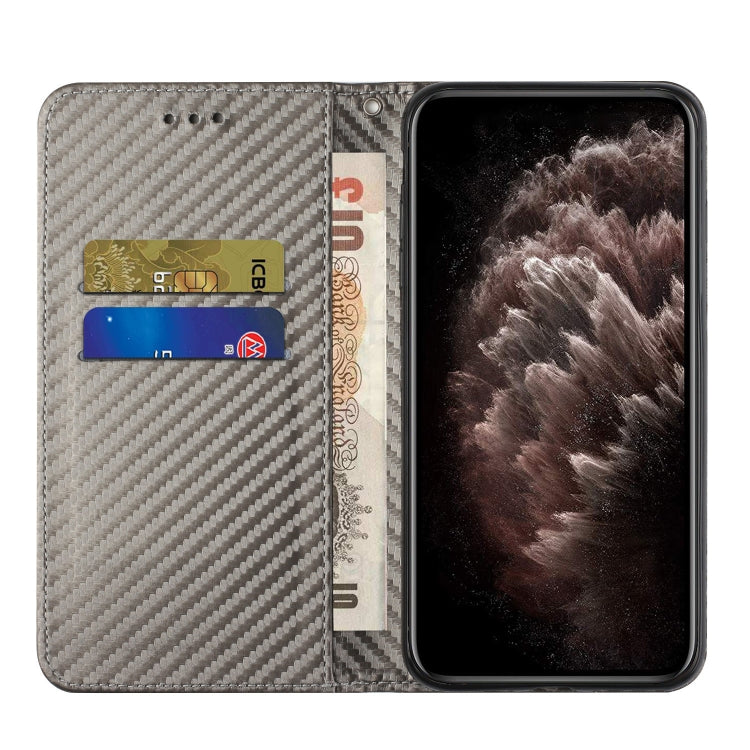 For Xiaomi Redmi Note 12 4G Global Carbon Fiber Texture Magnetic Flip Leather Phone Case(Grey) - Note 12 Cases by buy2fix | Online Shopping UK | buy2fix