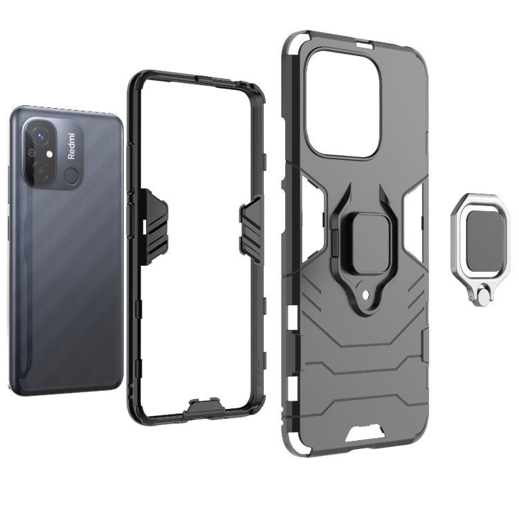 For Xiaomi Redmi 12C Magnetic Ring Holder PC + TPU Phone Case(Black) - Xiaomi Cases by buy2fix | Online Shopping UK | buy2fix