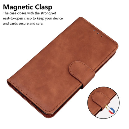 For Xiaomi Redmi 12C / 11A Skin Feel Pure Color Flip Leather Phone Case(Brown) - Xiaomi Cases by buy2fix | Online Shopping UK | buy2fix