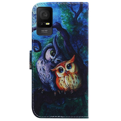 For TCL 408 Coloured Drawing Flip Leather Phone Case(Oil Painting Owl) - More Brand by buy2fix | Online Shopping UK | buy2fix