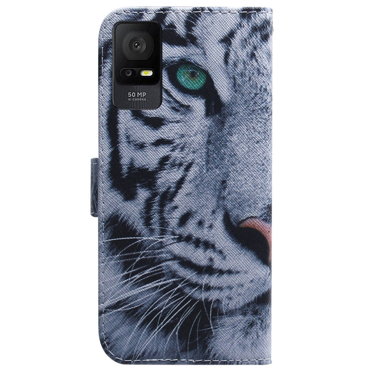 For TCL 408 Coloured Drawing Flip Leather Phone Case(Tiger) - More Brand by buy2fix | Online Shopping UK | buy2fix