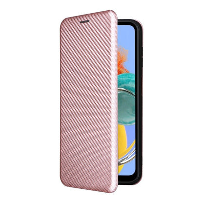 For Samsung Galaxy M14 5G Global Carbon Fiber Texture Flip Leather Phone Case(Pink) - Galaxy Phone Cases by buy2fix | Online Shopping UK | buy2fix