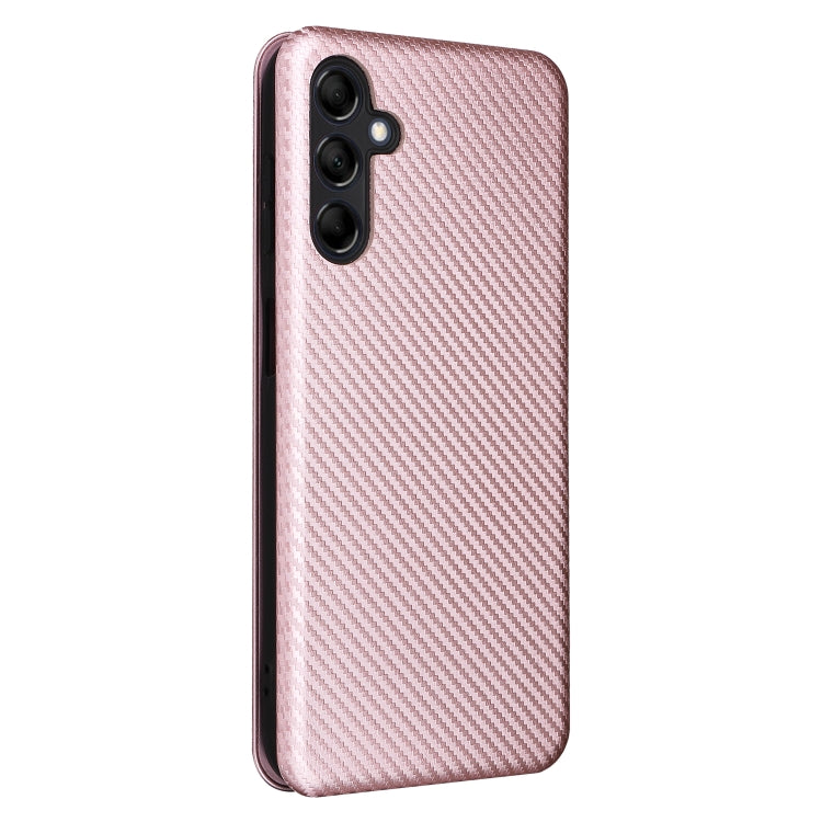 For Samsung Galaxy M14 5G Global Carbon Fiber Texture Flip Leather Phone Case(Pink) - Galaxy Phone Cases by buy2fix | Online Shopping UK | buy2fix