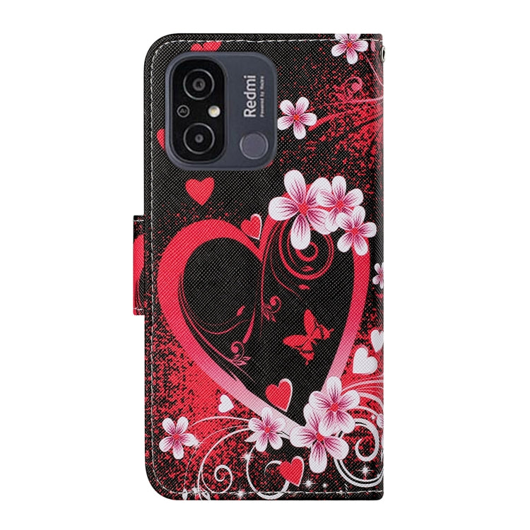 For Xiaomi Redmi 12C Colored Drawing Pattern Flip Leather Phone Case(Red Heart) - Xiaomi Cases by buy2fix | Online Shopping UK | buy2fix