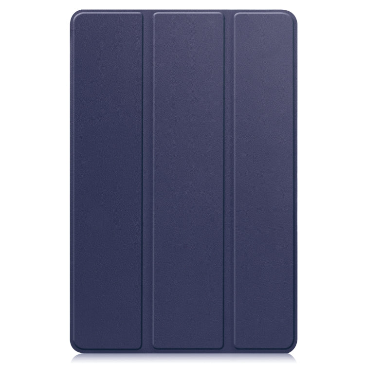 For Teclast M40 Plus Custer Pure Color 3-Fold Holder Leather Tablet Case(Dark Blue) - Teclast by buy2fix | Online Shopping UK | buy2fix