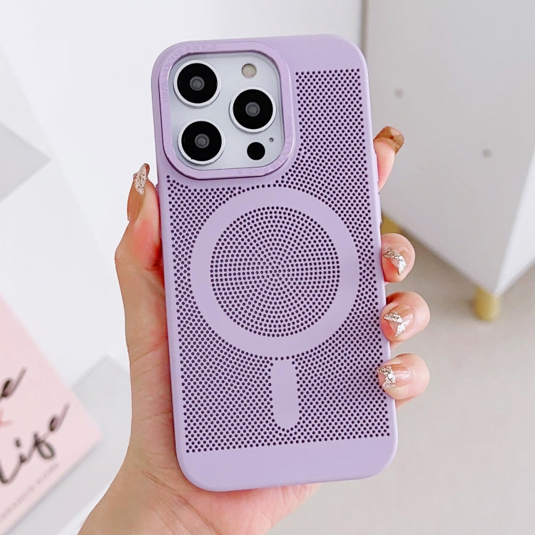 For iPhone 11 Grid Cooling MagSafe Magnetic Phone Case(Lilac) - iPhone 11 Cases by buy2fix | Online Shopping UK | buy2fix