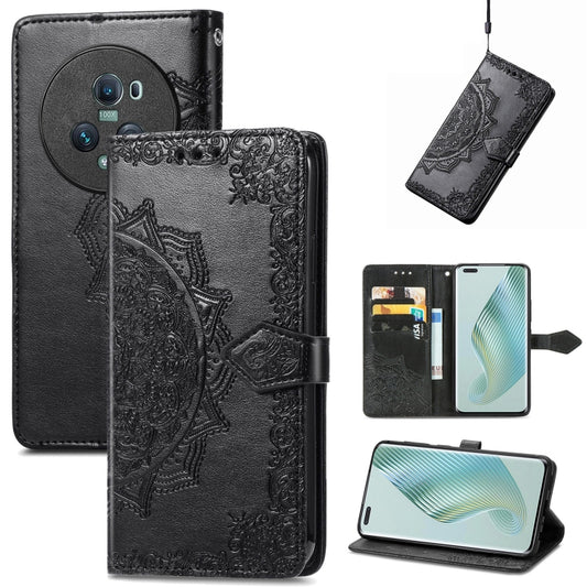 For Honor Magic5 Pro Mandala Flower Embossed Leather Phone Case(Black) - Honor Cases by buy2fix | Online Shopping UK | buy2fix