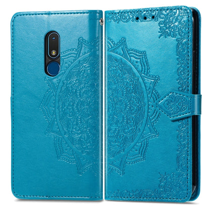 For Nokia C3 Mandala Flower Embossed Leather Phone Case(Blue) - Nokia Cases by buy2fix | Online Shopping UK | buy2fix