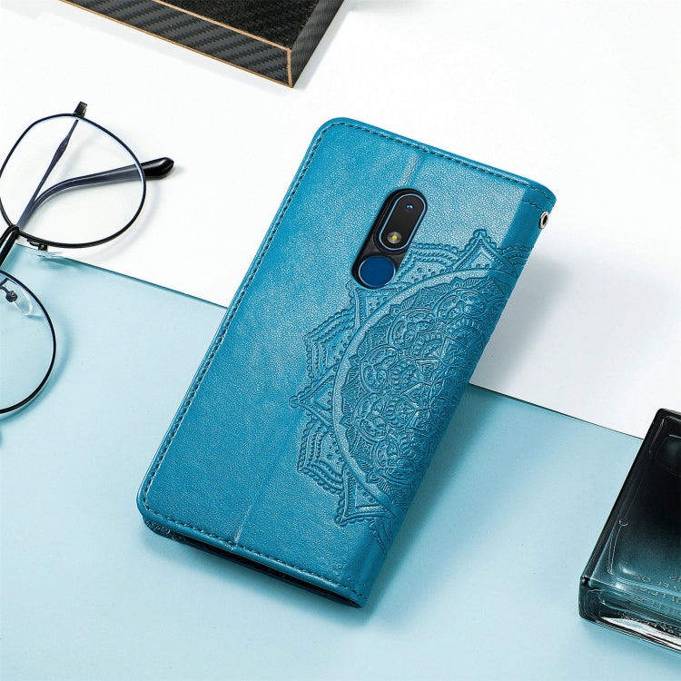 For Nokia C3 Mandala Flower Embossed Leather Phone Case(Blue) - Nokia Cases by buy2fix | Online Shopping UK | buy2fix