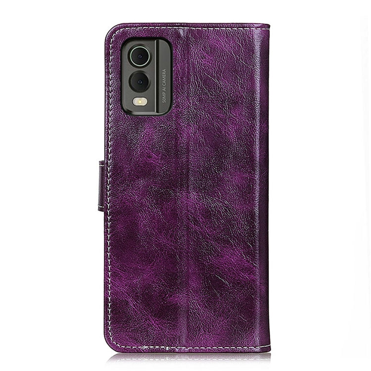 For Nokia C32 4G Retro Crazy Horse Texture Leather Phone Case(Purple) - Nokia Cases by buy2fix | Online Shopping UK | buy2fix