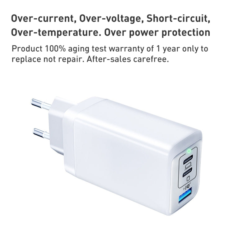 65W Dual PD USB-C / Type-C + USB 3-Port Gan Fast Charging Charger, Plug:UK Plug(White) - USB Charger by buy2fix | Online Shopping UK | buy2fix