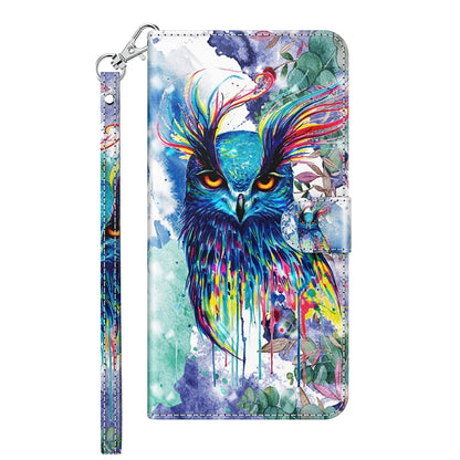 For Xiaomi Redmi Note 12 4G Global 3D Painting Pattern Flip Leather Phone Case(Watercolor Owl) - Note 12 Cases by buy2fix | Online Shopping UK | buy2fix
