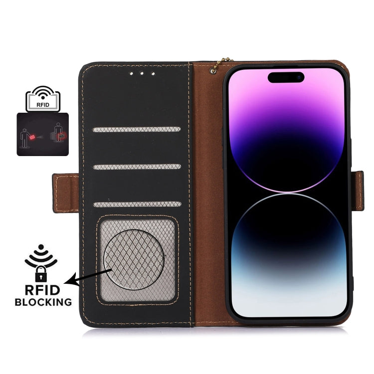 For Samsung Galaxy F14 5G Genuine Leather Magnetic RFID Leather Phone Case(Black) - Galaxy Phone Cases by buy2fix | Online Shopping UK | buy2fix