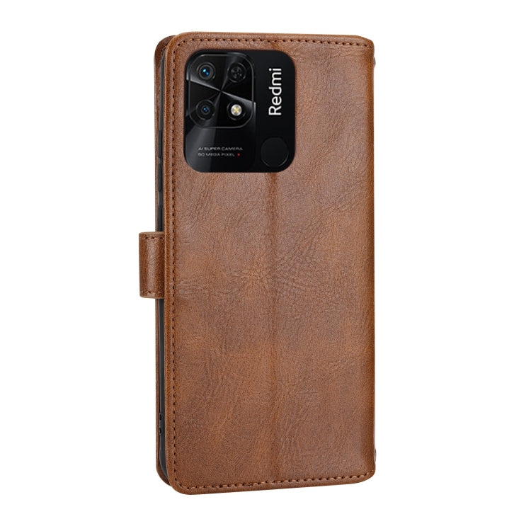 For Xiaomi Redmi 12C Oil Skin Zipper Wallet Leather Phone Case(Brown) - Xiaomi Cases by buy2fix | Online Shopping UK | buy2fix