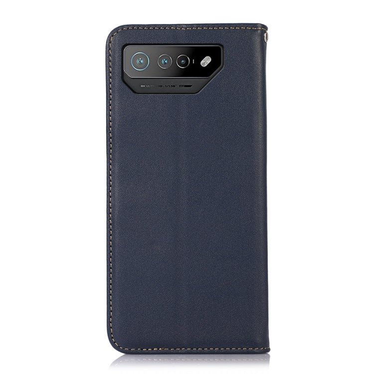 For Asus ROG Phone 7 KHAZNEH Nappa Top Layer Cowhide Leather Phone Case(Blue) - ASUS Cases by buy2fix | Online Shopping UK | buy2fix
