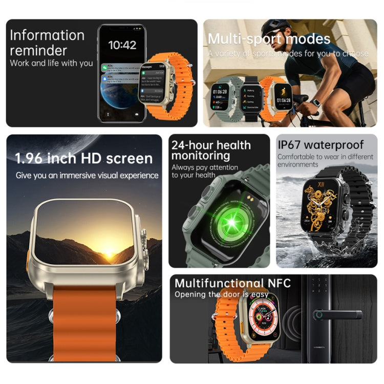 N22 2 in 1 1.96 inch HD Display Sport Bluetooth Call Earphone Smart Watch(Orange) - Smart Wear by buy2fix | Online Shopping UK | buy2fix