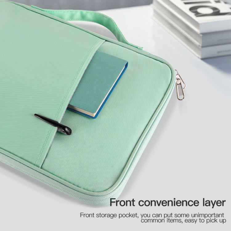 For 9.7-11 inch Laptop Portable Cloth Texture Leather Bag(Green) -  by buy2fix | Online Shopping UK | buy2fix