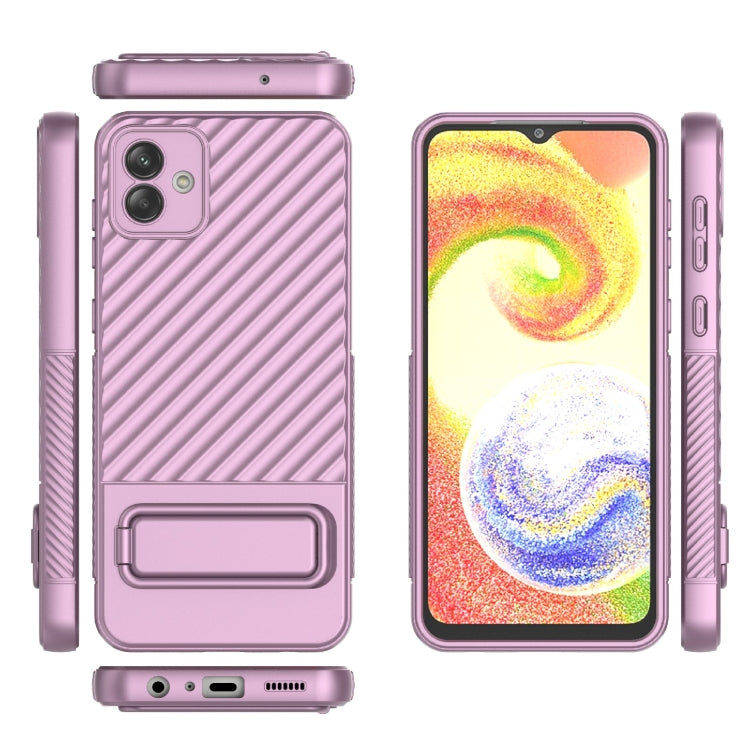 For Samsung Galaxy A04 4G Wavy Texture TPU Phone Case with Lens Film(Purple) - Galaxy Phone Cases by buy2fix | Online Shopping UK | buy2fix