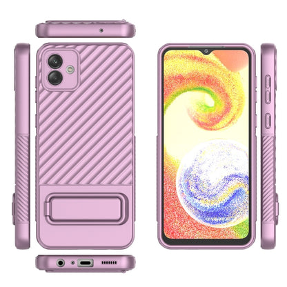 For Samsung Galaxy A04 4G Wavy Texture TPU Phone Case with Lens Film(Purple) - Galaxy Phone Cases by buy2fix | Online Shopping UK | buy2fix