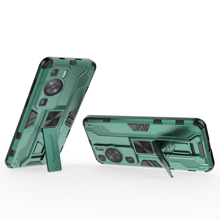 For Huawei P60 / P60 Pro Supersonic Holder PC Soft TPU Phone Case(Green) - Huawei Cases by buy2fix | Online Shopping UK | buy2fix