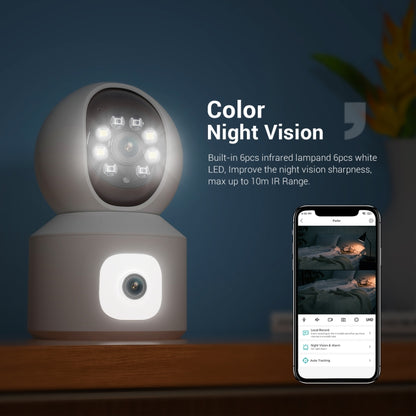 ESCAM QF010 2x2MP Dual Lens Dual Screen Surveillance WiFi Camera Support Two-way Voice & Motion Detection(US Plug) - Wireless Camera by ESCAM | Online Shopping UK | buy2fix