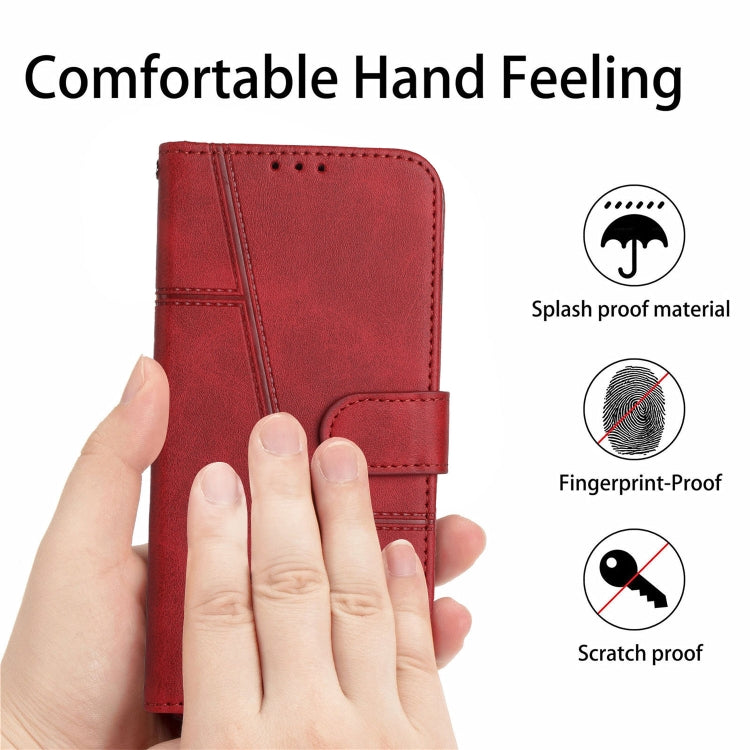 For Samsung Galaxy A24 4G Stitching Calf Texture Buckle Leather Phone Case(Red) - Galaxy Phone Cases by buy2fix | Online Shopping UK | buy2fix