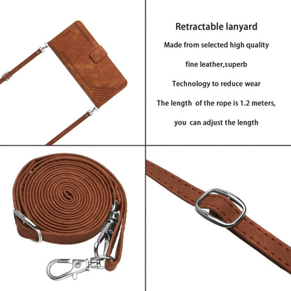 For OnePlus Nord CE 3/Nord CE 3 Lite/Nord N30 Skin Feel Stripe Pattern Leather Phone Case with Lanyard(Brown) - OnePlus Cases by buy2fix | Online Shopping UK | buy2fix