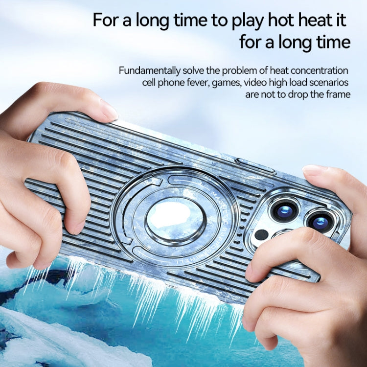 For iPhone 14 Pro Cooling MagSafe Magnetic Ring Holder Phone Case(White) - iPhone 14 Pro Cases by buy2fix | Online Shopping UK | buy2fix