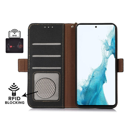 For Samsung Galaxy M54 5G Side-Magnetic TJ Genuine Leather RFID Phone Case(Black) - Galaxy Phone Cases by buy2fix | Online Shopping UK | buy2fix