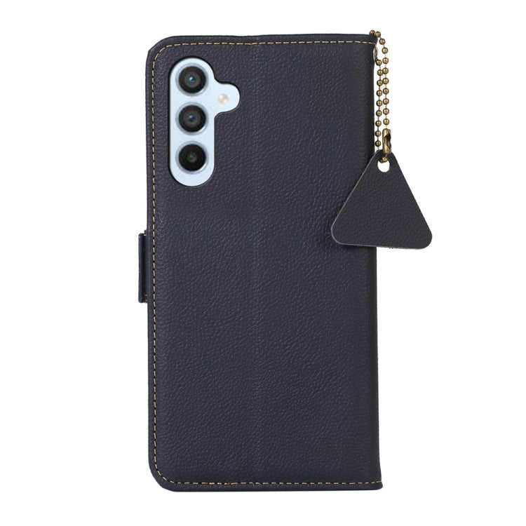 For Samsung Galaxy M54 5G Side-Magnetic TJ Genuine Leather RFID Phone Case(Blue) - Galaxy Phone Cases by buy2fix | Online Shopping UK | buy2fix