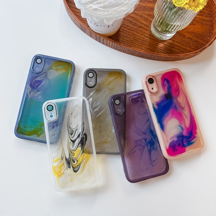 For iPhone XR Oil Painting Electroplating TPU Phone Case(Purple) - More iPhone Cases by buy2fix | Online Shopping UK | buy2fix
