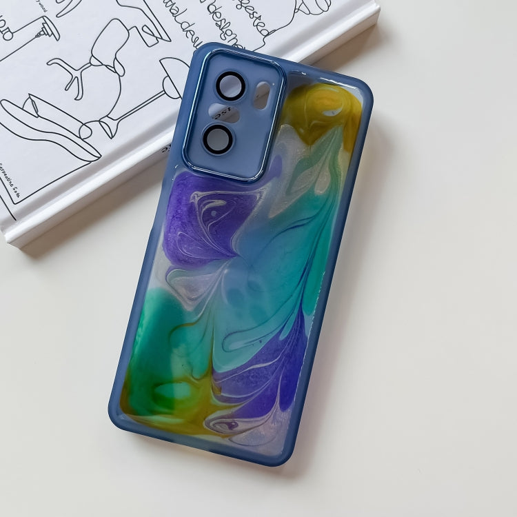 For Xiaomi Redmi K40 Pro Oil Painting Electroplating TPU Phone Case(Blue) - K40 Pro Cases by buy2fix | Online Shopping UK | buy2fix