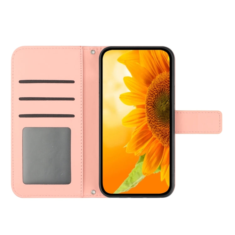 For Xiaomi Redmi 12 4G Global Skin Feel Sun Flower Embossed Flip Leather Phone Case with Lanyard(Pink) - Xiaomi Cases by buy2fix | Online Shopping UK | buy2fix