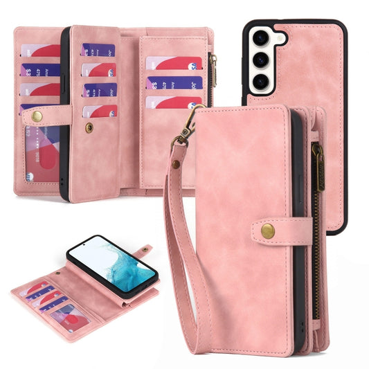 For Samsung Galaxy A53 5G Zipper Wallet Detachable MagSafe Leather Phone Case(Pink) - Galaxy Phone Cases by buy2fix | Online Shopping UK | buy2fix