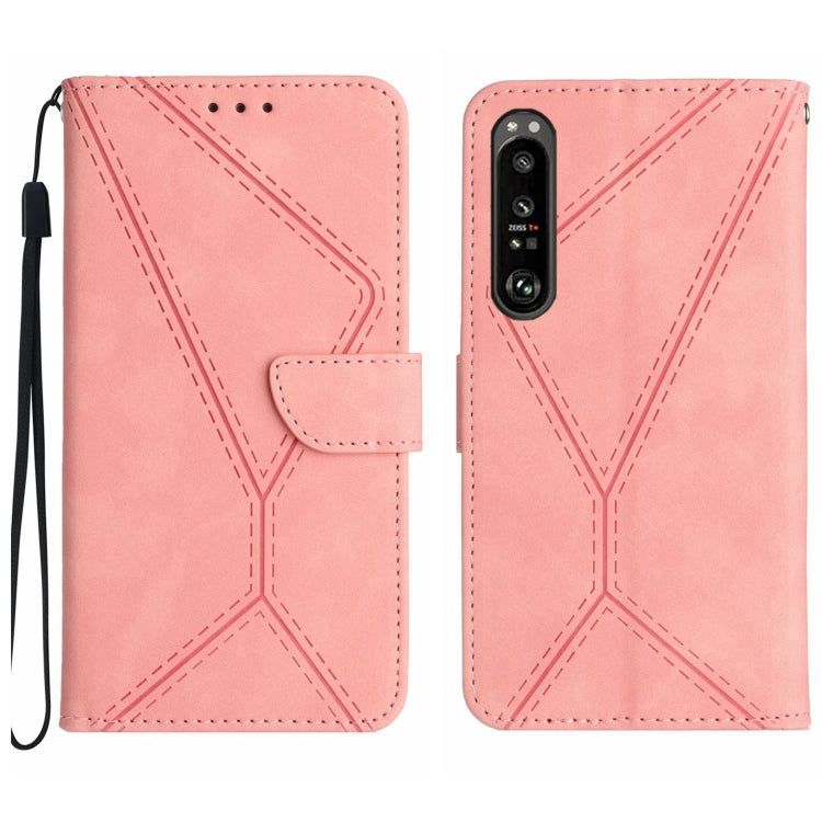 For Sony Xperia 1 III Stitching Embossed Leather Phone Case(Pink) - Sony Cases by buy2fix | Online Shopping UK | buy2fix