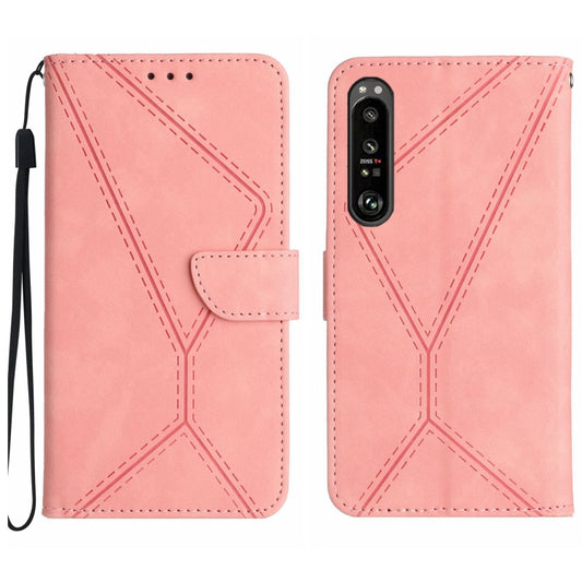 For Sony Xperia 1 V Stitching Embossed Leather Phone Case(Pink) - Sony Cases by buy2fix | Online Shopping UK | buy2fix
