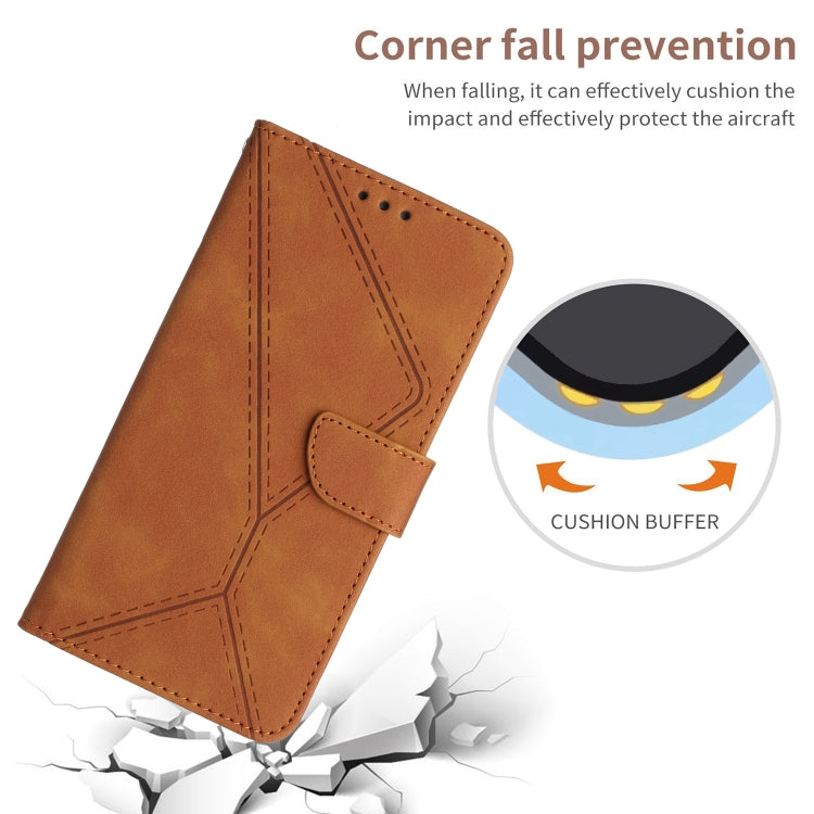 For Xiaomi POCO C40 Stitching Embossed Leather Phone Case(Brown) - Xiaomi Cases by buy2fix | Online Shopping UK | buy2fix