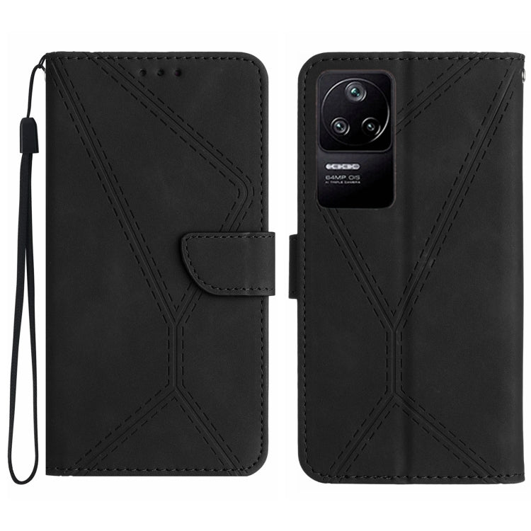 For Xiaomi POCO F4 5G Stitching Embossed Leather Phone Case(Black) - Xiaomi Cases by buy2fix | Online Shopping UK | buy2fix