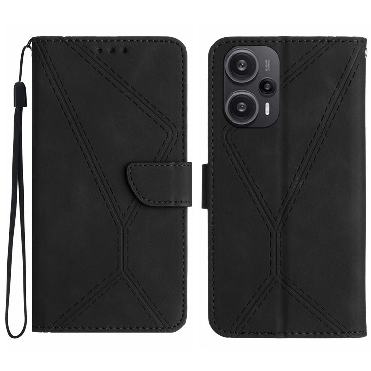 For Xiaomi POCO F5 5G Stitching Embossed Leather Phone Case(Black) - Xiaomi Cases by buy2fix | Online Shopping UK | buy2fix