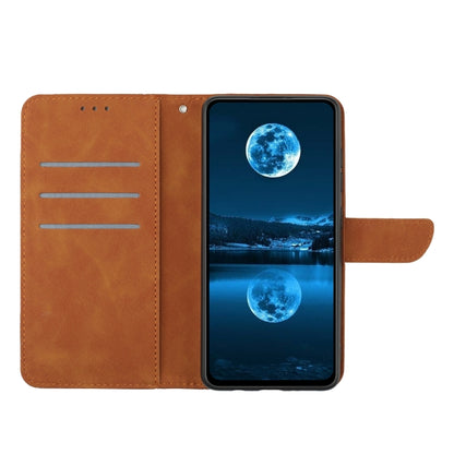 For Xiaomi POCO M5 / M4 5G Stitching Embossed Leather Phone Case(Brown) - Xiaomi Cases by buy2fix | Online Shopping UK | buy2fix