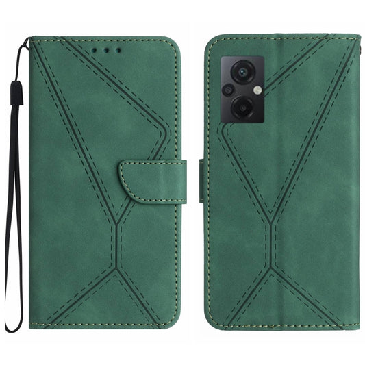 For Xiaomi POCO M5 / M4 5G Stitching Embossed Leather Phone Case(Green) - Xiaomi Cases by buy2fix | Online Shopping UK | buy2fix