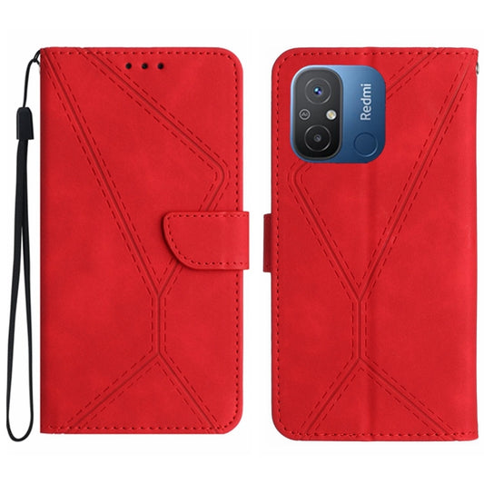 For Xiaomi Redmi 11A Stitching Embossed Leather Phone Case(Red) - Xiaomi Cases by buy2fix | Online Shopping UK | buy2fix